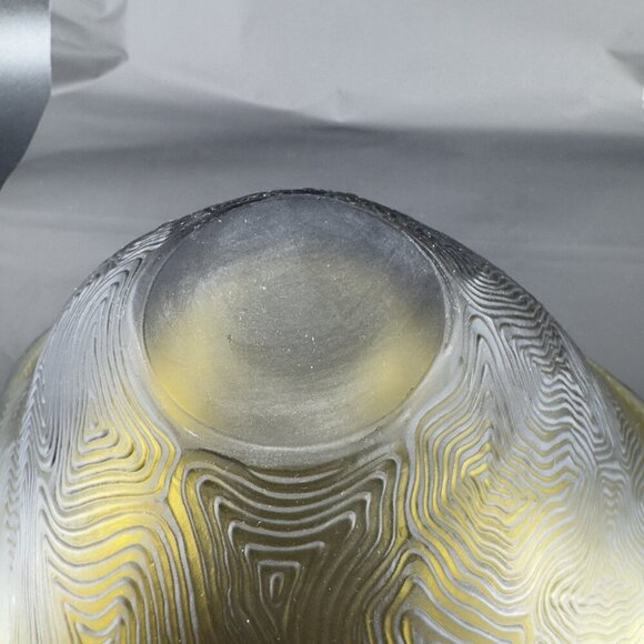 Sasaki Stephen Dweck Glass Bowl Abstract Shape Olive Green Satin Swirl Japan VTG - Picture 7 of 16